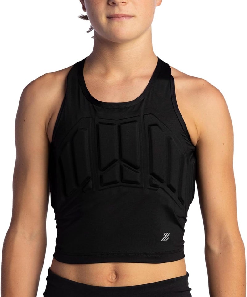 Zena Sport - Youth Chest Protector Vest for Girls - for Contact Sports, Softball, Lacrosse, Football & More - Sternum, Heart & Rib Protection - Ages 7-13 - Black - One Size - Image 1